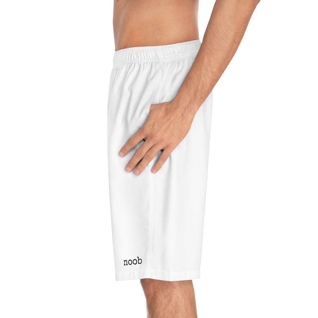 Noob Minimalist Men's Board Shorts — White Swim Trunks
