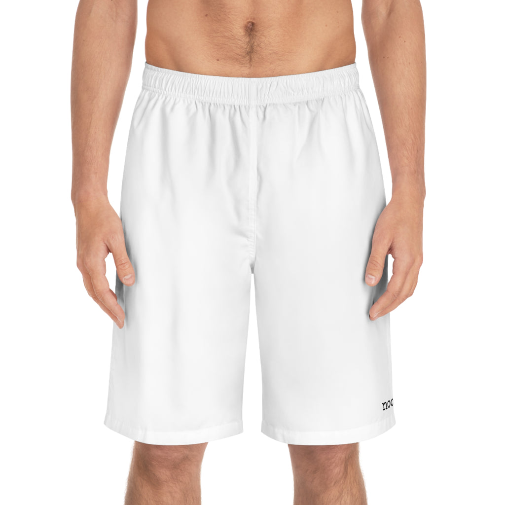 Noob Minimalist Men's Board Shorts — White Swim Trunks